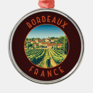Bordeaux Frankrike Retro Distress Circle Julgransprydnad Metall