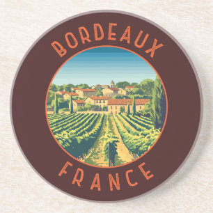 Bordeaux Frankrike Retro Distress Circle Underlägg