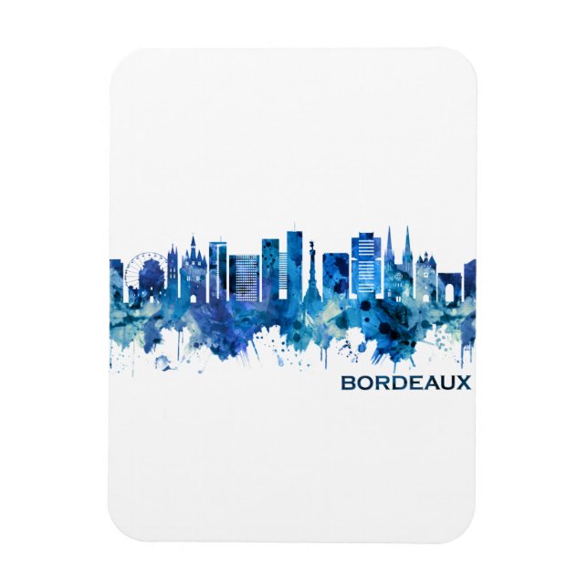 Bordeaux Frankrike Skyline Blue Magnet (Vertikal)