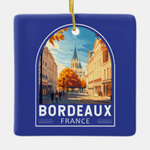 Bordeaux Frankrike Travel Art Emblem Julgransprydnad Keramik