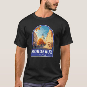 Bordeaux Frankrike Travel Art Emblem T Shirt