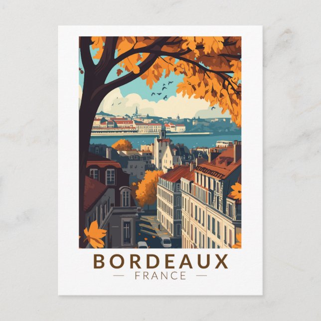 Bordeaux Frankrike Travel Art Vintage Vykort (Framsida)