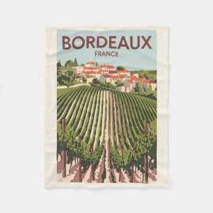 Bordeaux Frankrike Vineyard Travel Art Vintage Fleecefilt