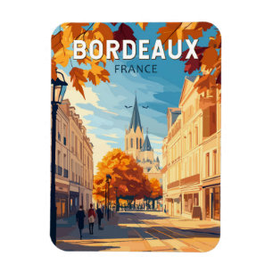 Bordeaux Frankrike Vineyard Travel Art Vintage Magnet