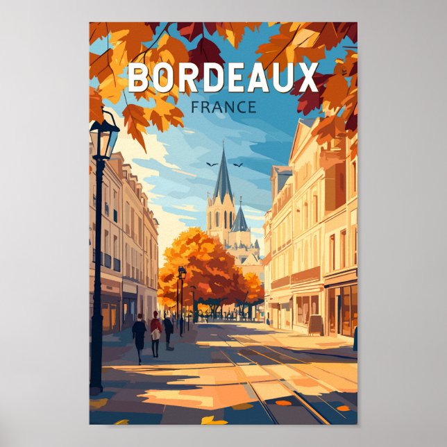 Bordeaux Frankrike Vineyard Travel Art Vintage Poster (Framsidan)