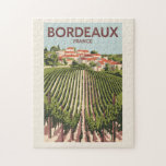 Bordeaux Frankrike Vineyard Travel Art Vintage Pussel<br><div class="desc">Passagedesign för bordeaux-retrovektor. Bordeaux,  knutpunkten i det berömda vin-odlingsområdet,  är en hamnstad vid Garonnefloden i sydvästra Frankrike.</div>