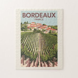 Bordeaux Frankrike Vineyard Travel Art Vintage Pussel
