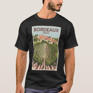 Bordeaux Frankrike Vineyard Travel Art Vintage T Shirt