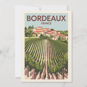 Bordeaux Frankrike Vingård Resa Konst Vintage Inbjudningar