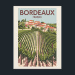 Bordeaux Frankrike vingård Resa Konst Vintage Vykort<br><div class="desc">Bordeaux retro vektor rese design. Bordeaux,  centrum för den berömda vinregionen,  är en hamnstad vid floden Garonne i sydvästra Frankrike.</div>