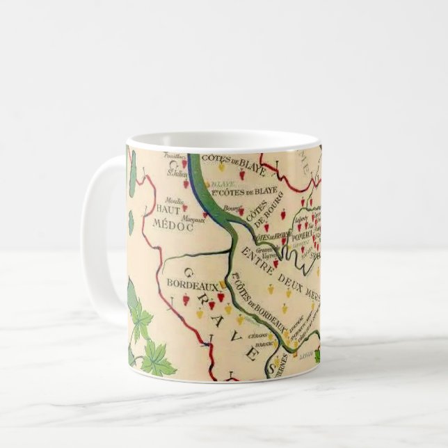 Bordeaux Frankrike Vinkarta Mugg (Framsida vänster)