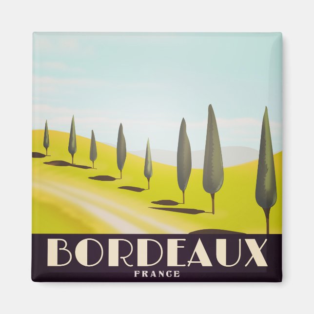 Bordeaux, fransk vintage-resemotiv magnet (Framsidan)