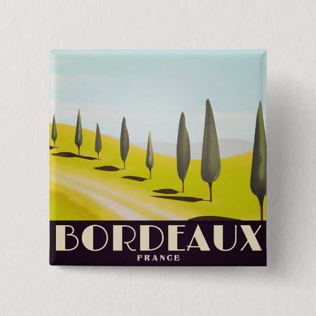 Bordeaux, fransk vintage reseskylt knapp (Framsida)
