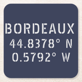 Bordeaux Latitude Longitud Underlägg Papper Kvadrat