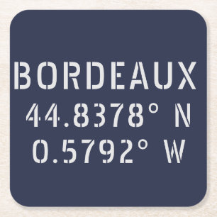 Bordeaux Latitude Longitud Underlägg Papper Kvadrat