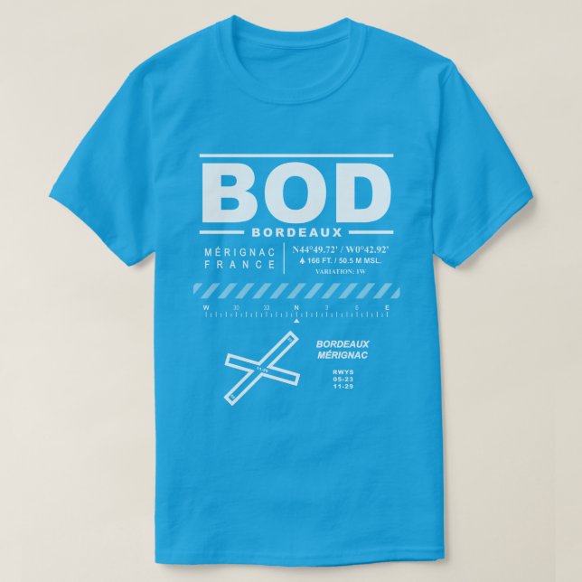 Bordeaux Merignac Airport BOD T-Shrit Tee Shirt (Design framsida)