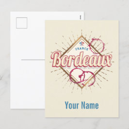 Bordeaux Nouvelle-Aquitaine Frankrike Retro Vin Helg Vykort