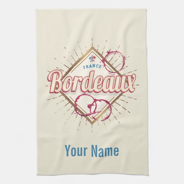 Bordeaux Nouvelle-Aquitaine Frankrike Retro Vin Kökshandduk (Vertikal)