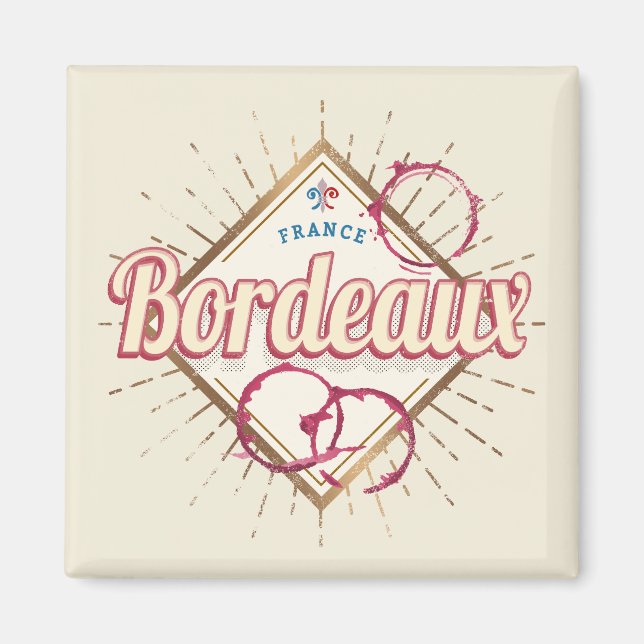 Bordeaux Nouvelle-Aquitaine Frankrike Retro Vin Magnet (Framsidan)