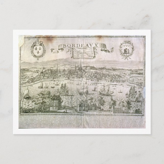 Bordeaux- och Garonnefloden, undertecknad av Vykort (Framsida)