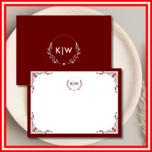 Bordeaux och Vit | Moderna Initialer Monogram