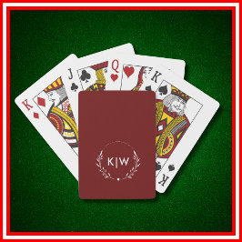 Bordeaux och White | Modern Initialer Monogram Casinokort