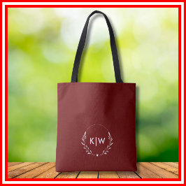 Bordeaux och White | Modern Initialer Monogram Tygkasse