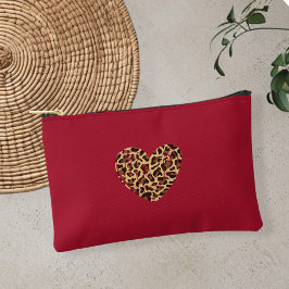 Bordeaux red accessory bag, leopard print bag, 