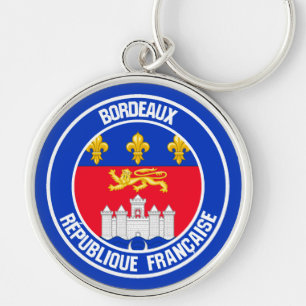 Bordeaux Round Emblem Rund Silverfärgad Nyckelring