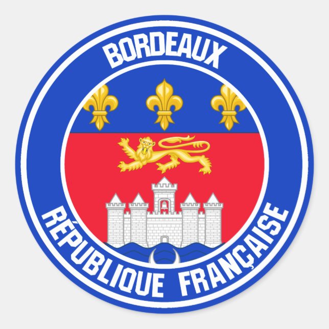 Bordeaux Round Emblem Runt Klistermärke (Framsida)