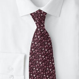 Bordeaux Små Blommor Slips