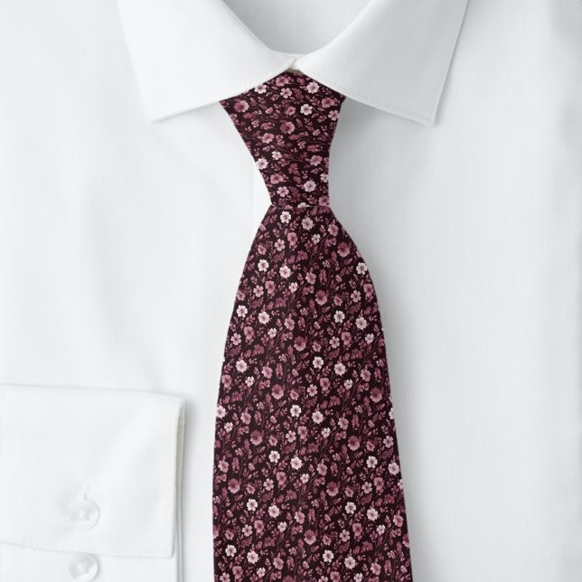 Bordeaux Små Blommor Slips (Skapare uppladdad)