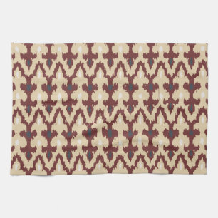 Bordeaux solbränd geometrisk Ikat stam- prydnad Kökshandduk