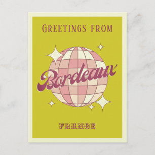 Bordeaux Stad Frankrike Retro Vintage grön Postkor Vykort