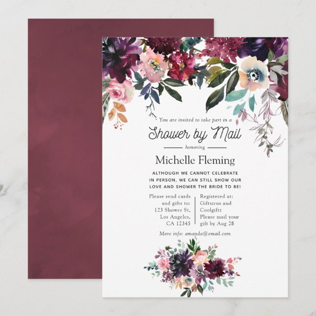 Bordeaux Vin Möhippa by Mail Inbjudningar (Fram/baksida)