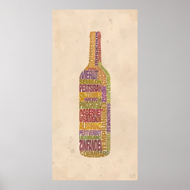 Bordeaux Vin Ord Flaska Poster (Framsidan)
