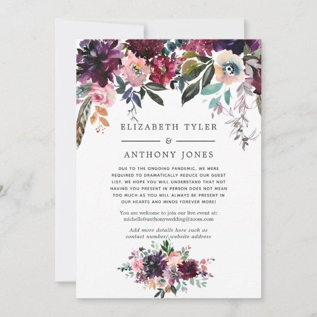 Bordeaux-vin Reducerad Bröllopsgästlista Meddelande (Framsida)