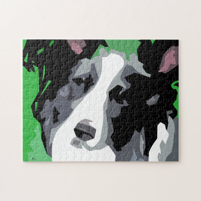Border Collie Abstrakt Hund Pussel (Horisontell)