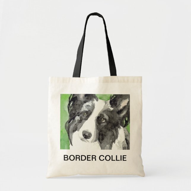 Border Collie Akvarell Tygkasse (Framsidan)