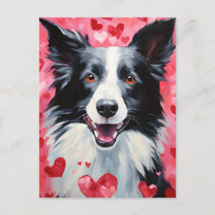 Border Collie Alla hjärtans dag Vykort