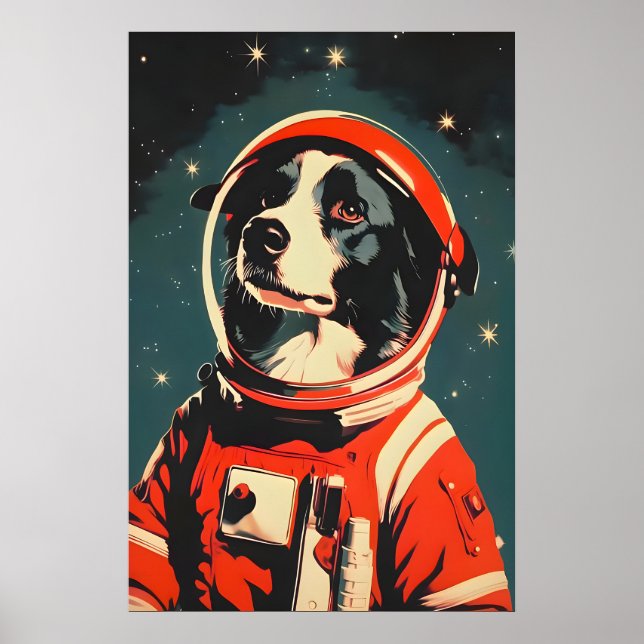 Border Collie Astronaut Poster, Border Collie Poster (Framsidan)