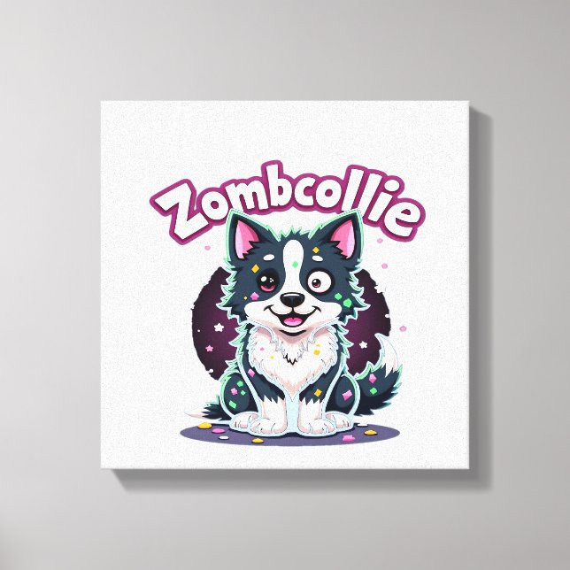 Border Collie BC Zombie Hund Halloween Viktig T- Canvastryck (Framsida)