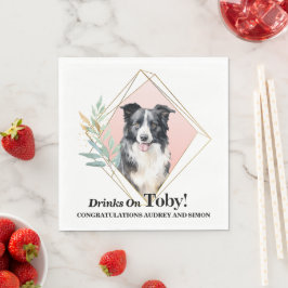 Border Collie Bröllopsservetter Med Hund Foto Pappersservett