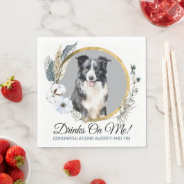 Border Collie Bröllopsservetter Med Hund Foto Pappersservett