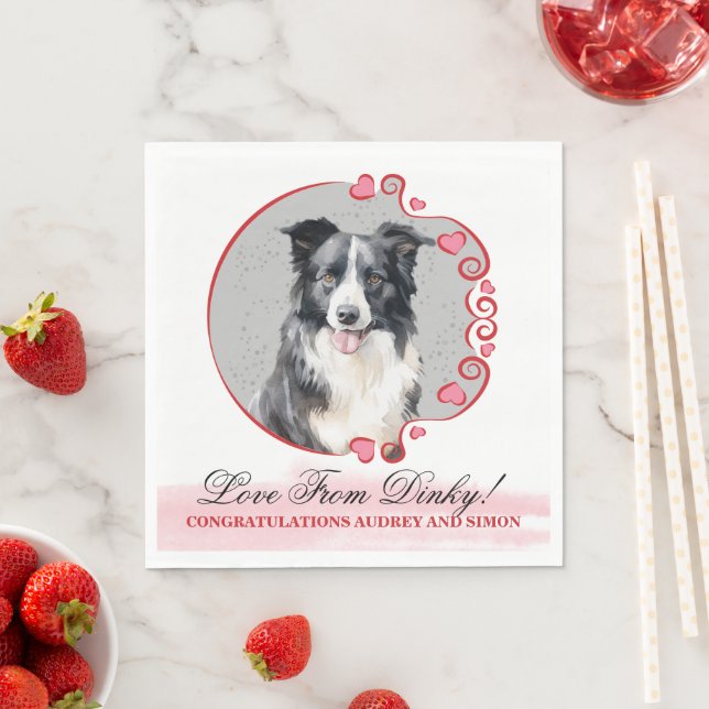 Border Collie Bröllopsservetter med hundfoto Pappersservett (Insitu)