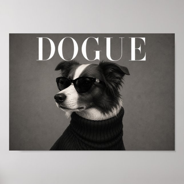 Border Collie Chic Mode Hund Konsttryck Poster (Framsidan)