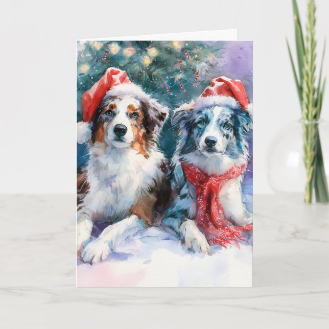  Border Collie Christmas Greeting Card  Helgkort (Framsida)