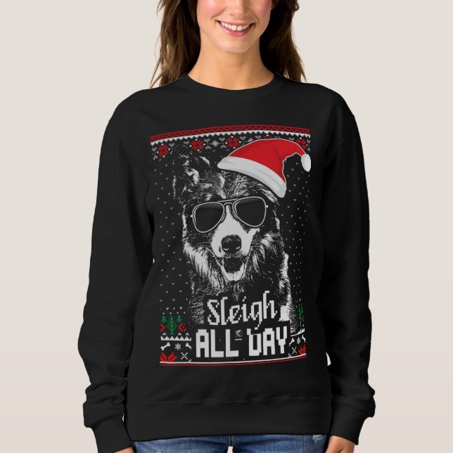 Border Collie Christmas T Shirt (Framsida)