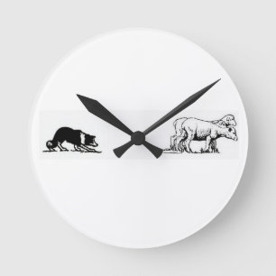 Border Collie Clock Rund Klocka