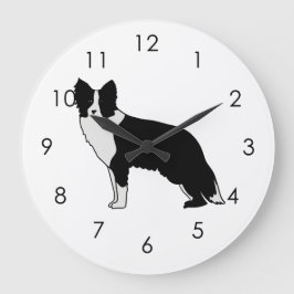 Border Collie Dog Abstract Illustration White Stor Klocka